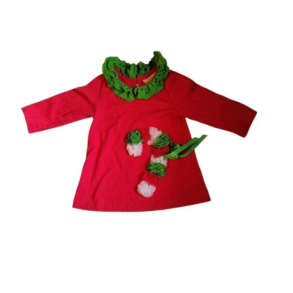 Rare Editions Red and Green Candy Cane Christmas Shirt & Pants Size 9M - Picture 2 of 5